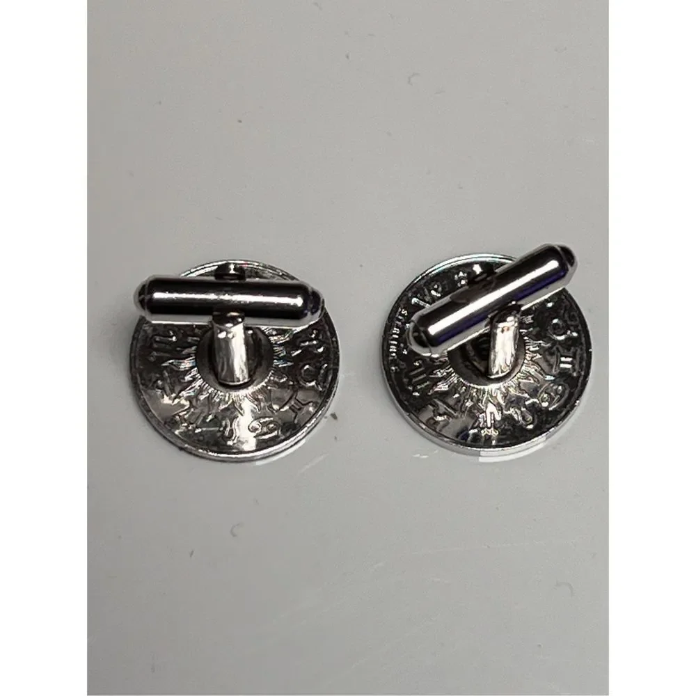 Vintage Sagittarius Sterling Silver Round Circle Cuff Links December Birthday